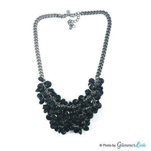 AEO Black Cluster Mesh Bib Statement Necklace